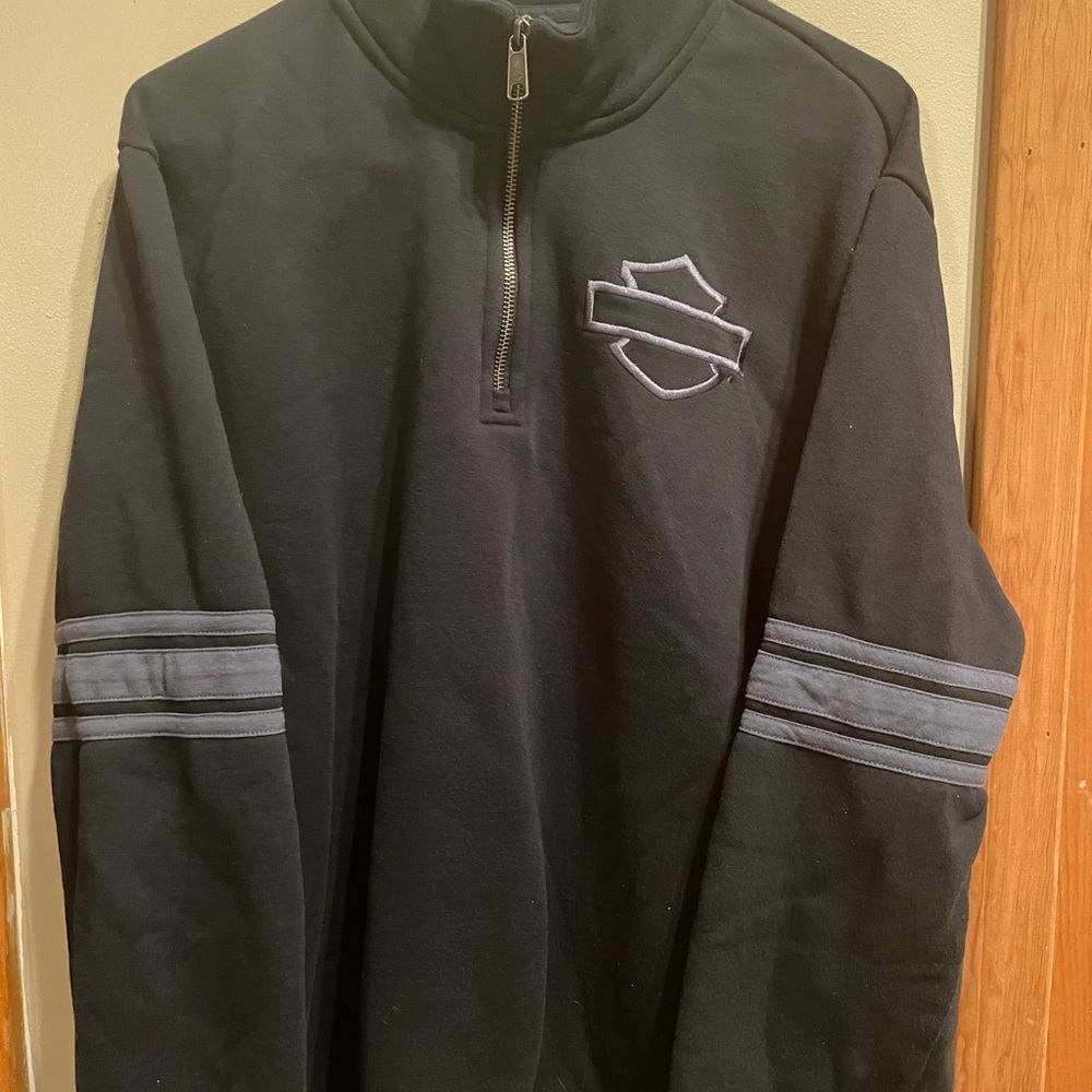 Harley-Davidson Black and Gray Zip-Up Sweater